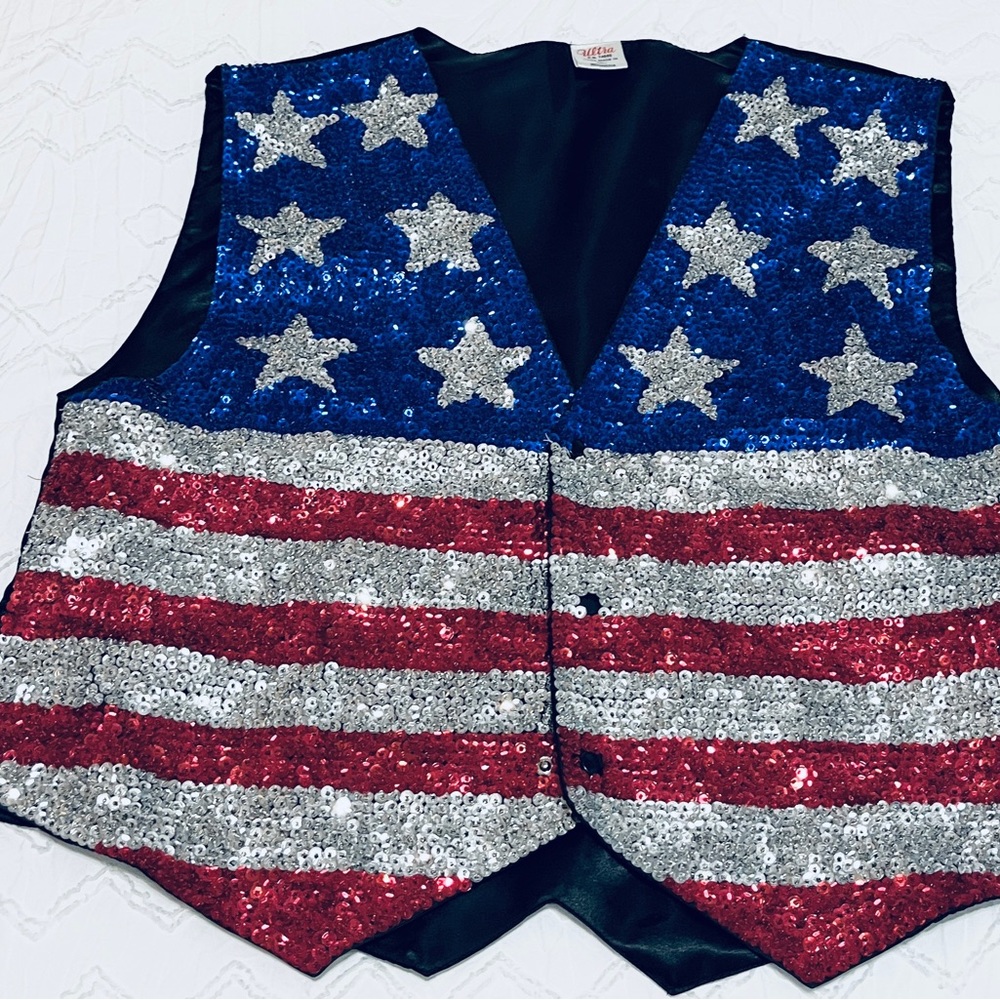 Red/White/Blue sequins vest